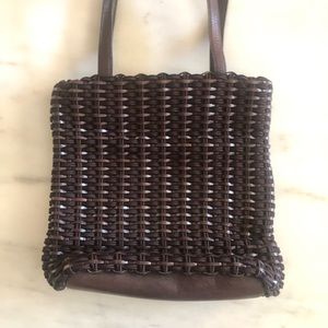 AMERICANA by SHARIF Brown Leather Woven Shoulder Bag
